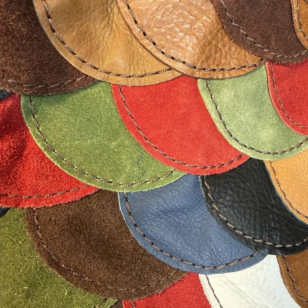 LUCKY BRAND Multicolor Suede Patchwork HOBO Shoulder Bag Purse boho Y2K Style